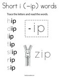 Short i (-ip) words Coloring Page