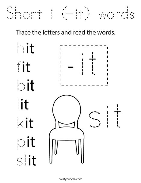 Short i (-it) words Coloring Page