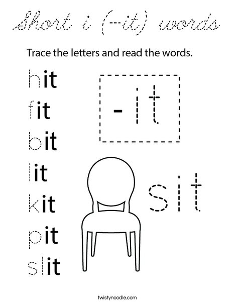 Short i (-it) words Coloring Page