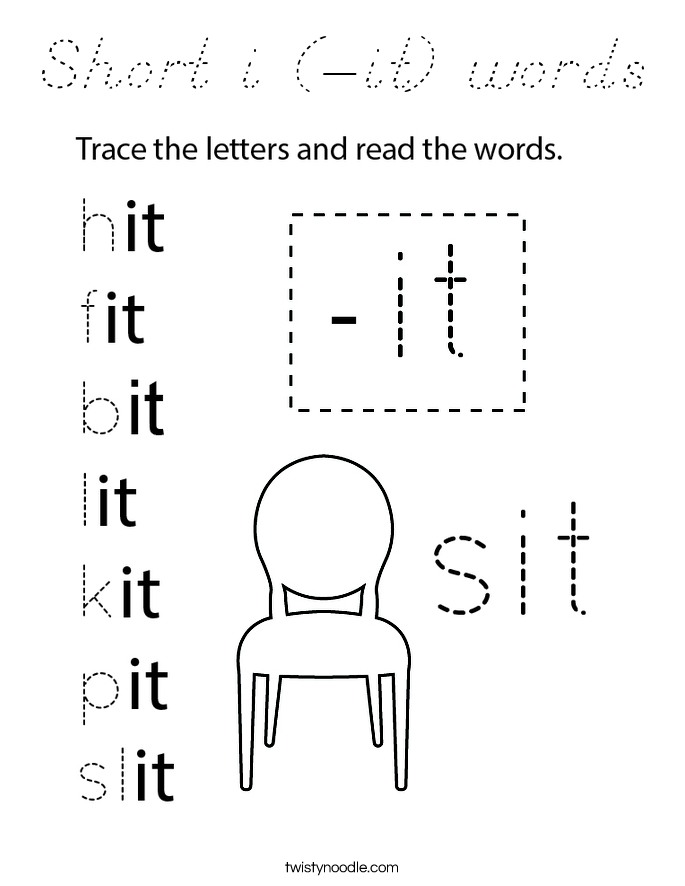 Short i (-it) words Coloring Page