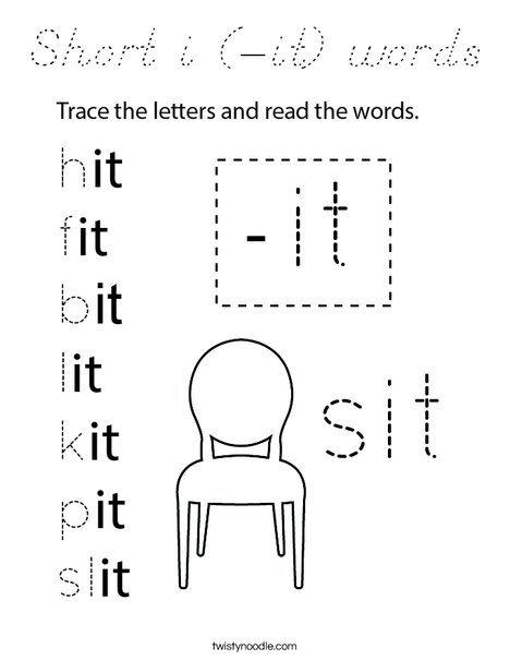 Short i (-it) words Coloring Page