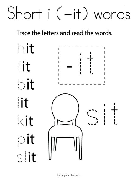 Short i (-it) words Coloring Page