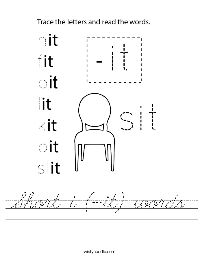 Short i (-it) words Worksheet