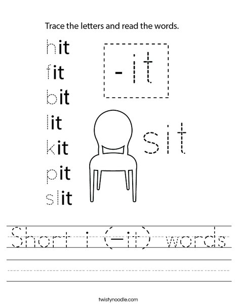 Short i (-it) words Worksheet