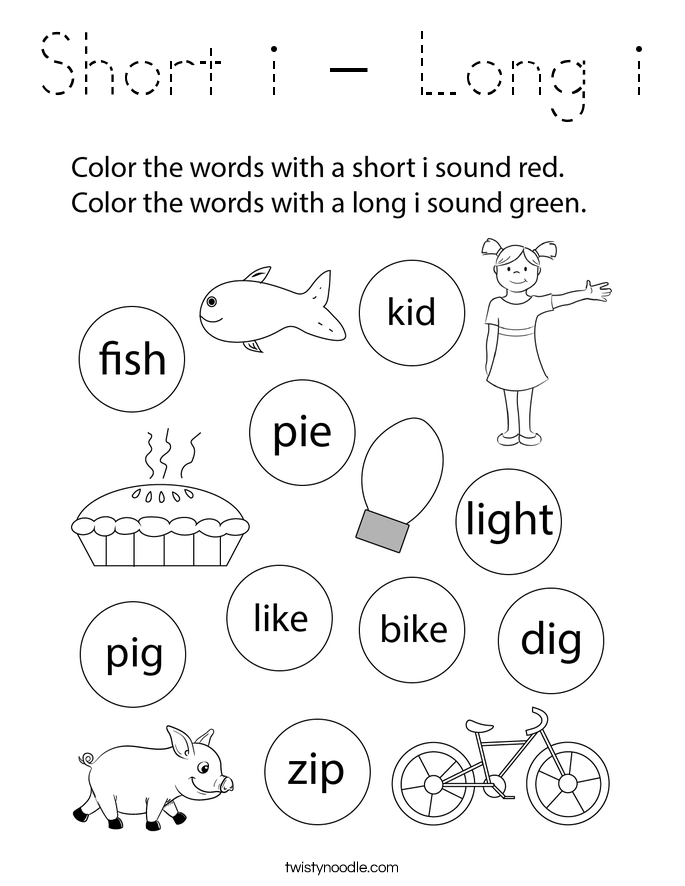 Short i - Long i Coloring Page