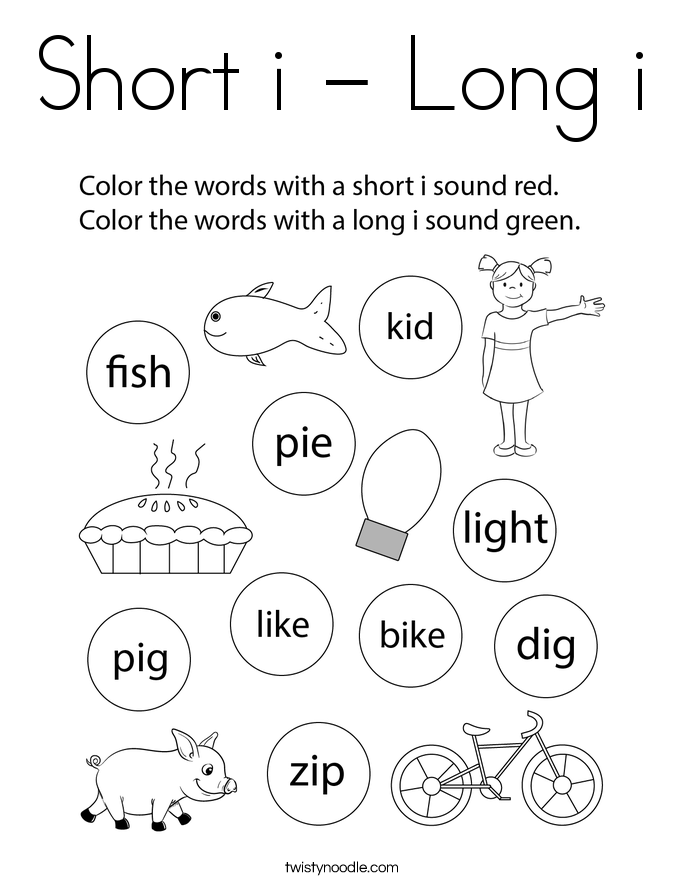 Short i - Long i Coloring Page