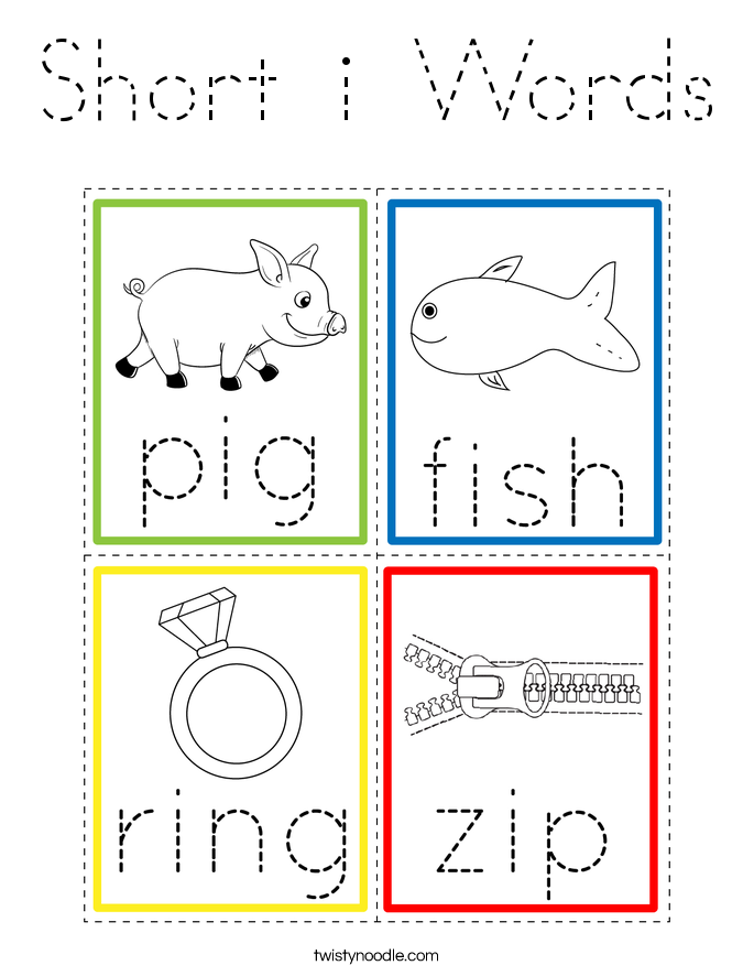 Short i Words Coloring Page