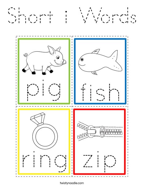 Short i Words Coloring Page