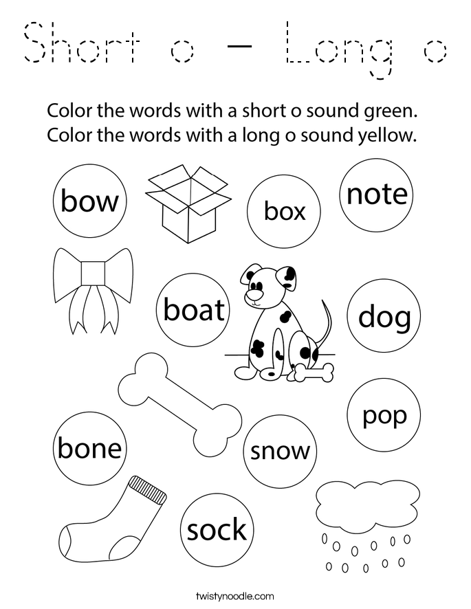 Short o - Long o Coloring Page