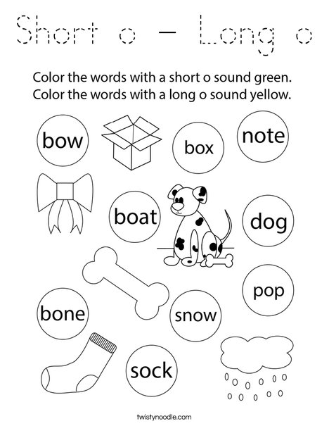 Short o - Long o Coloring Page