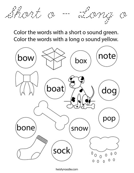 Short o - Long o Coloring Page