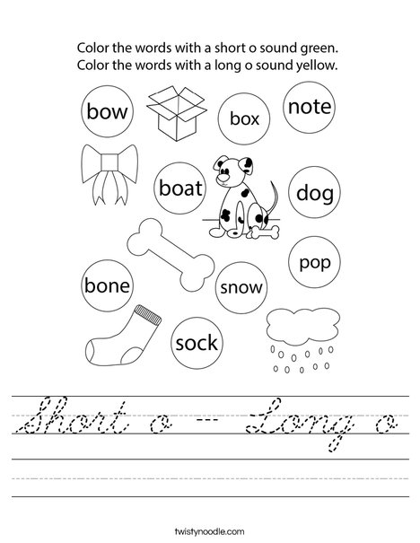 Short o - Long o Worksheet