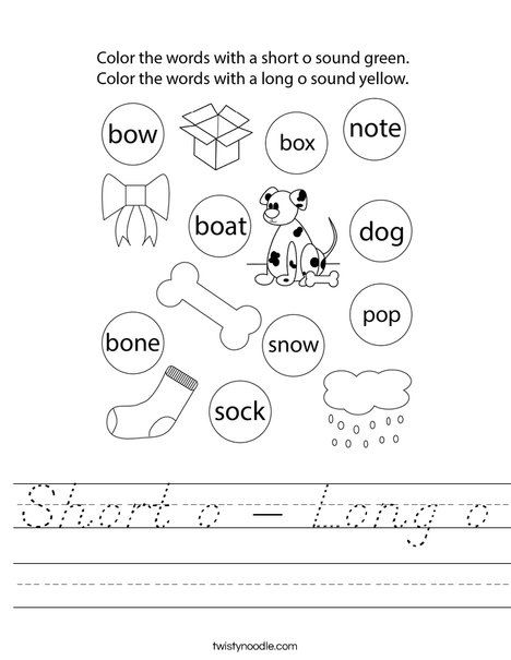 Short o - Long o Worksheet