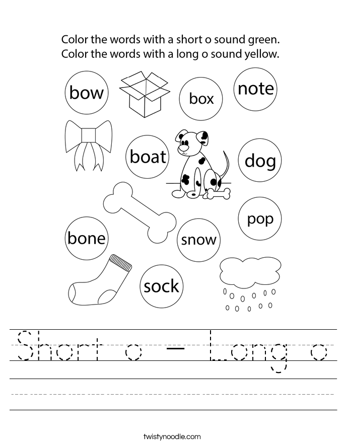 Short o - Long o Worksheet