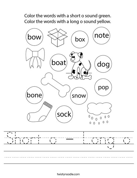 Short o - Long o Worksheet