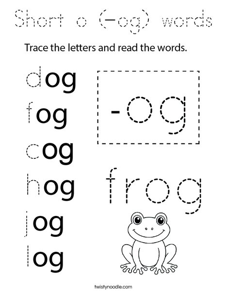 Short o (-og) words Coloring Page