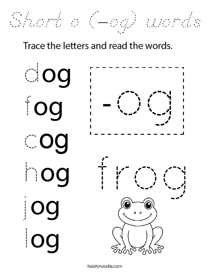 Short o (-og) words Coloring Page