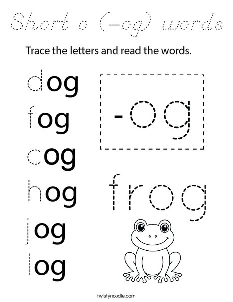 Short o (-og) words Coloring Page