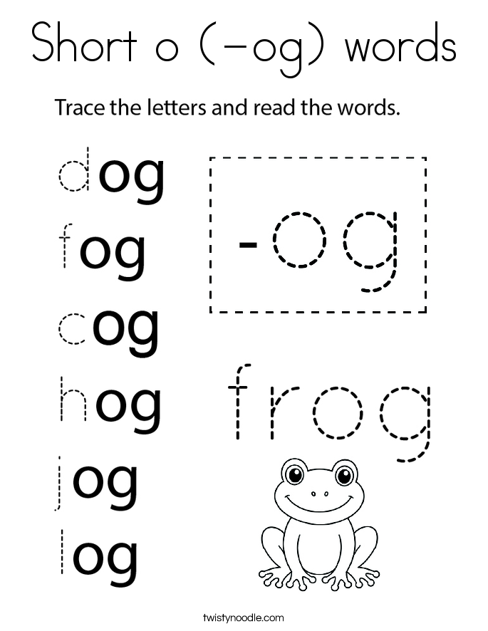 Short o (-og) words Coloring Page