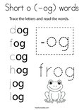 Short o (-og) words Coloring Page