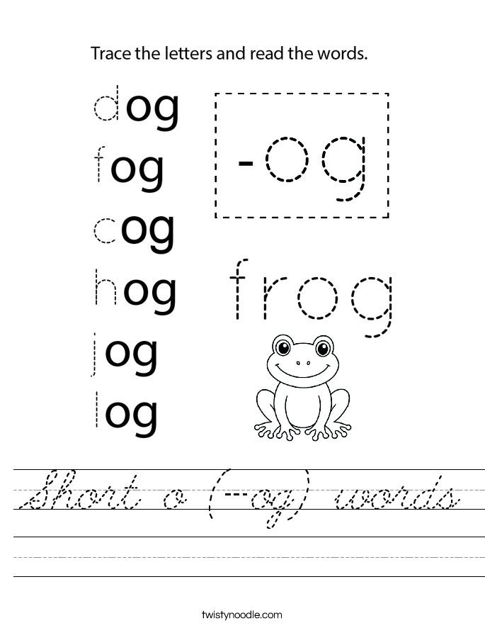 Short o (-og) words Worksheet