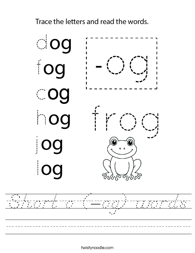 Short o (-og) words Worksheet