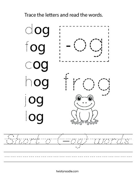 Short o (-og) words Worksheet