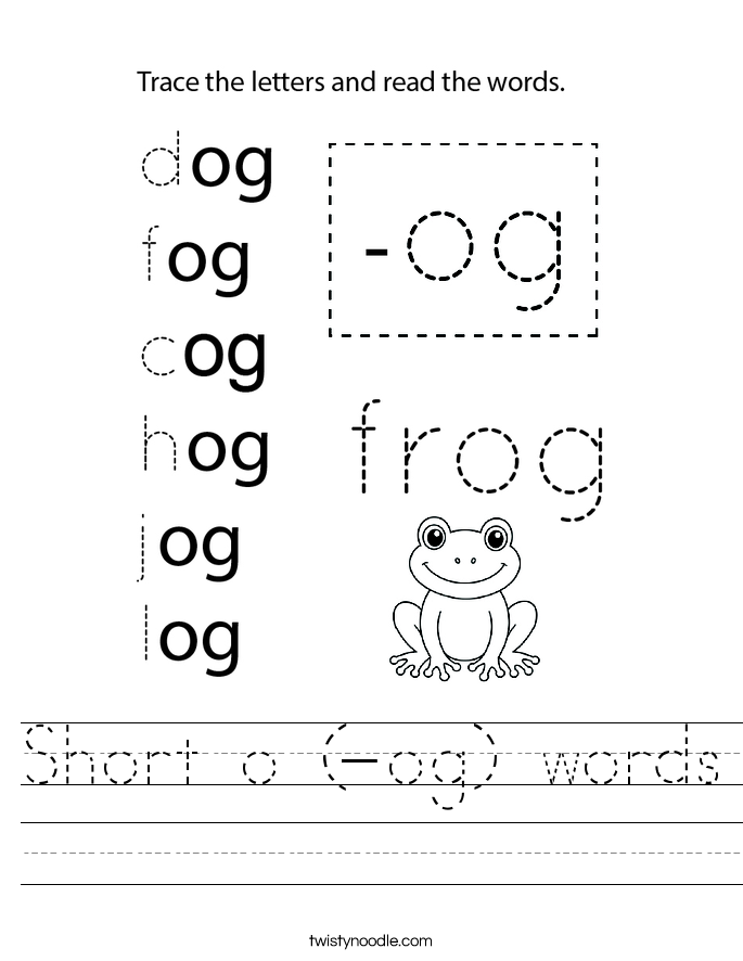 Short o (-og) words Worksheet
