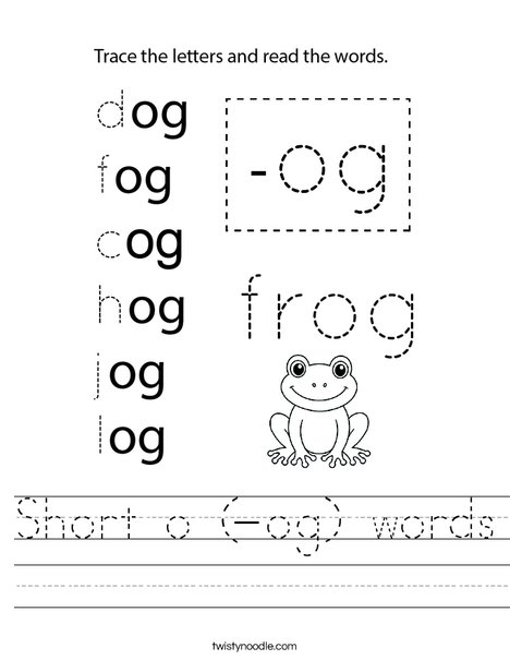 Short o (-og) words Worksheet