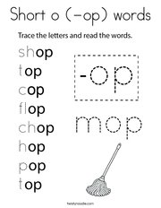 Short o (-op) words Coloring Page