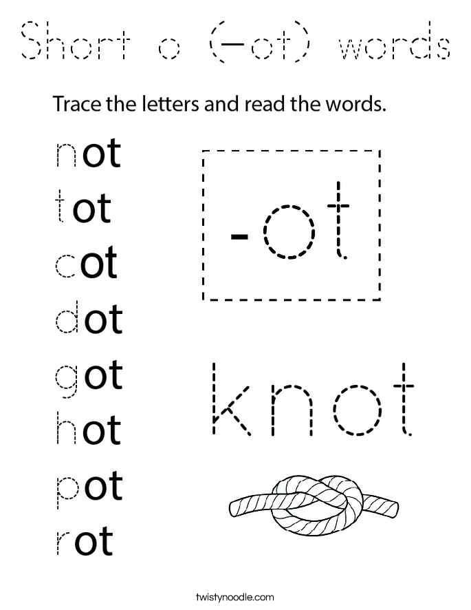 Short o (-ot) words Coloring Page