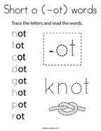 Short o (-ot) words Coloring Page