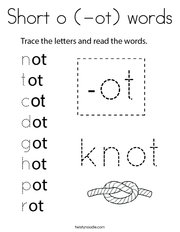 Short o (-ot) words Coloring Page