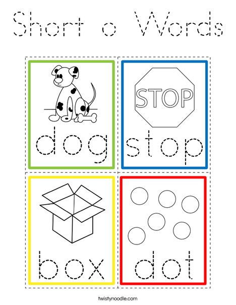 Short o Words Coloring Page