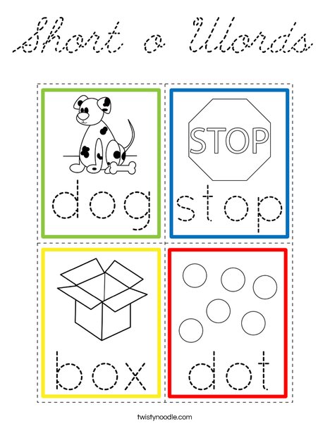 Short o Words Coloring Page