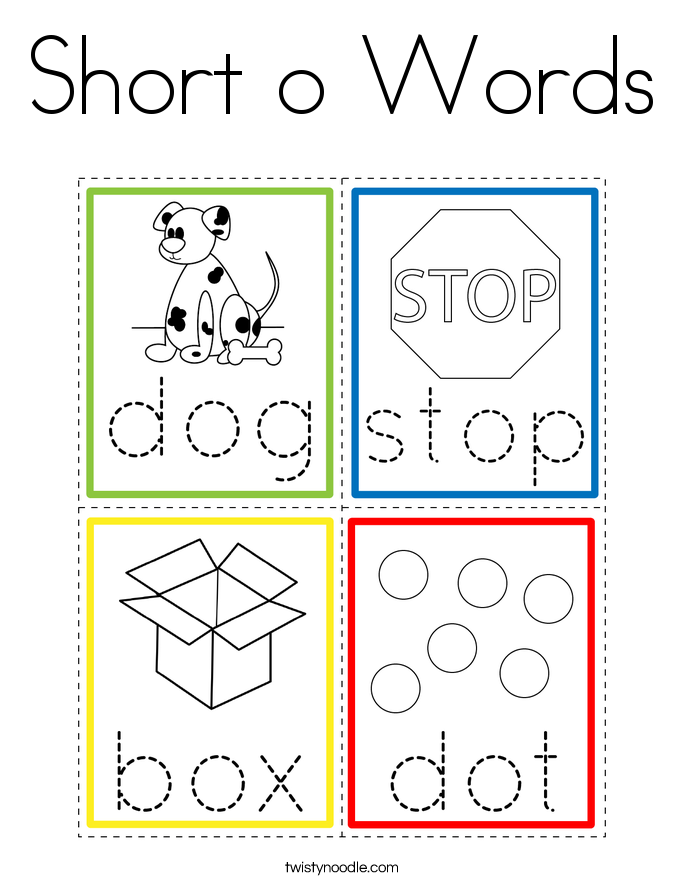 Short o Words Coloring Page