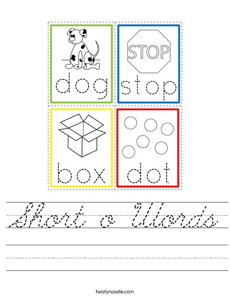 Short o Words Worksheet