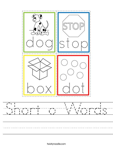 Short o Words Worksheet