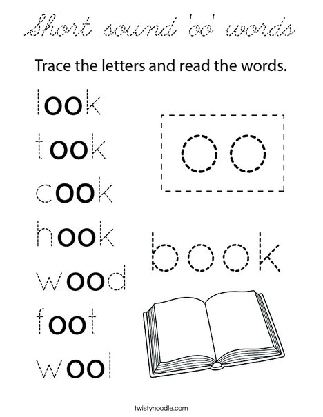Short sound 'oo' words Coloring Page