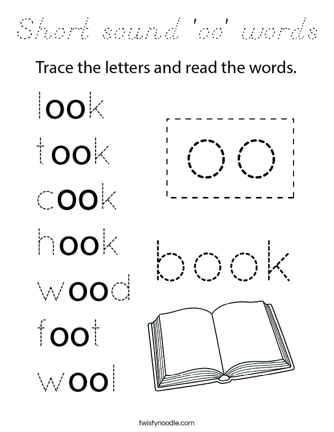 Short sound 'oo' words Coloring Page