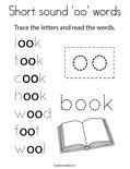 Short sound 'oo' words Coloring Page