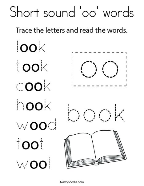 Short sound 'oo' words Coloring Page