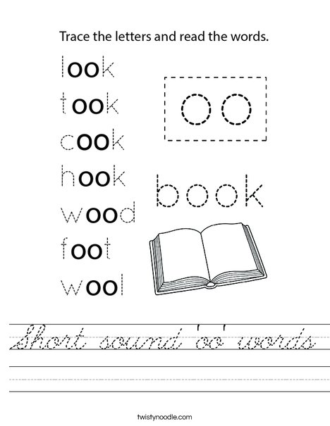 Short sound 'oo' words Worksheet