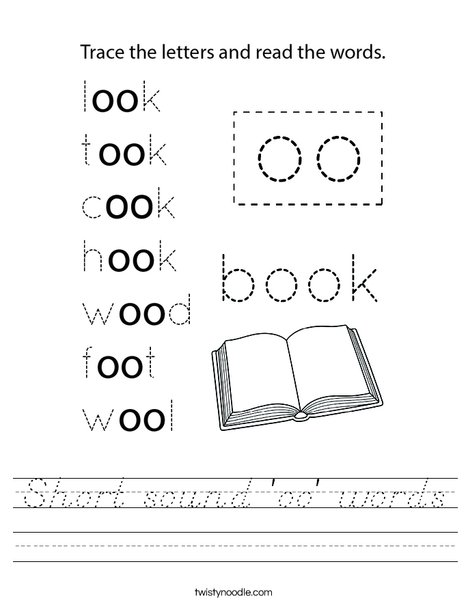 Short sound 'oo' words Worksheet