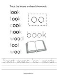 Short sound 'oo' words Worksheet