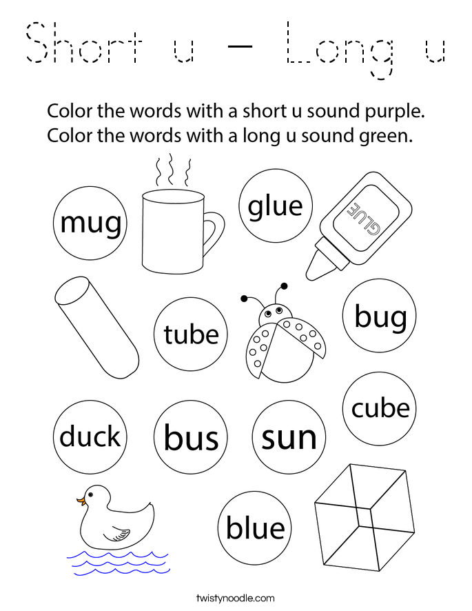 Short u - Long u Coloring Page
