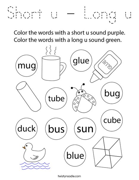 Short u - Long u Coloring Page