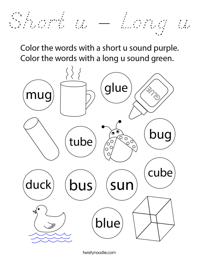 Short u - Long u Coloring Page