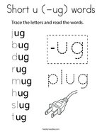 Short u (-ug) words Coloring Page