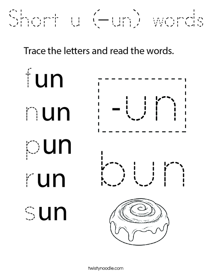 Short u (-un) words Coloring Page